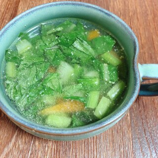 小松菜と人参の生姜とごまのスープ